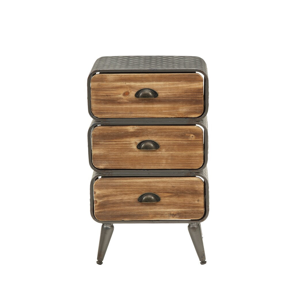 Urban Loft Distressed Wood 3-drawer Rounded Chest