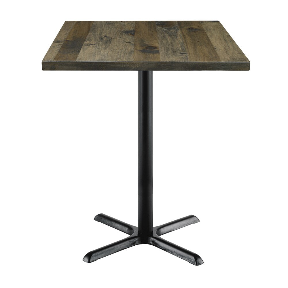 KFI Urban Loft Barnwood 30in Square Vintage Wood and Metal Bistro Table