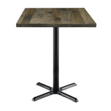 KFI Urban Loft Barnwood 30in Square Vintage Wood and Metal Bistro Table