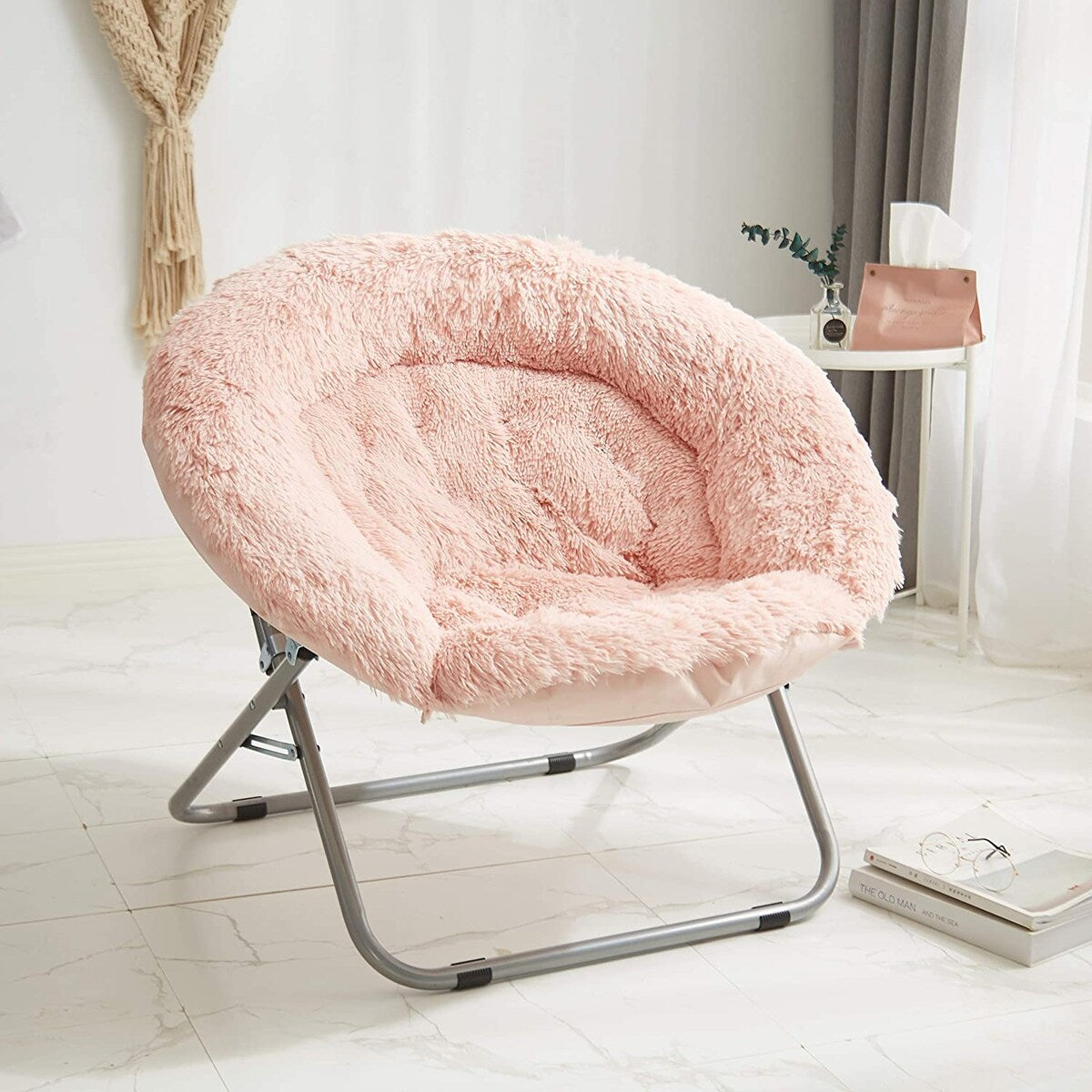 Urban Shop 37" Mongolian Faux Fur Oversized Saucer Chair