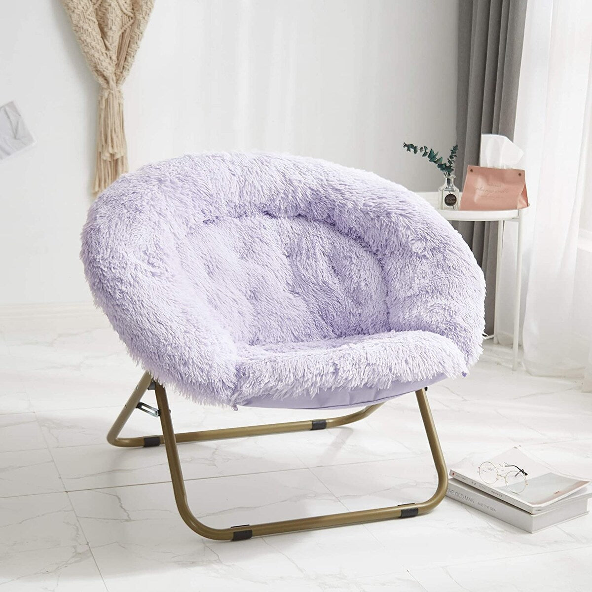 Urban Shop 37" Mongolian Faux Fur Oversized Saucer Chair