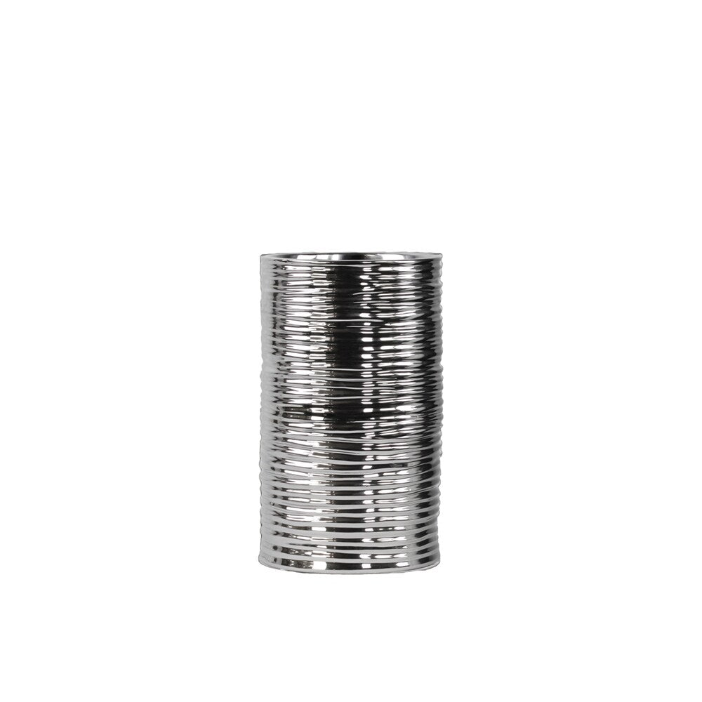 Urban Trends Ceramic Round Silver Medium Vase