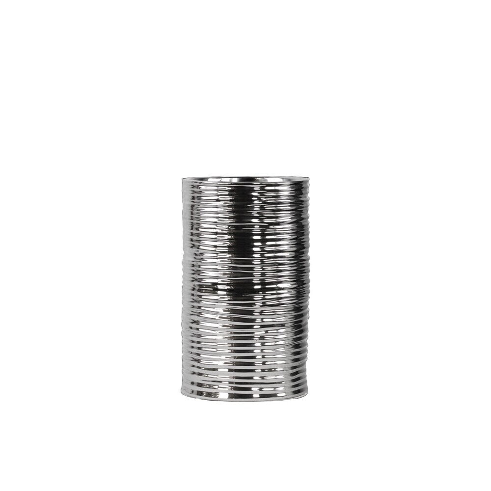 Urban Trends Ceramic Round Silver Medium Vase