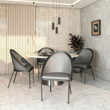 Urbane Upholstered Faux Leather Dining Chair with Powder Coated Steel Legs by LeisureMod