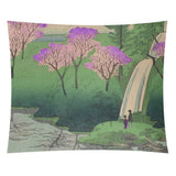 Utagawa Hiroshige Chiyogaike Pond with Purple Blossoms Wall Tapestry - 26 x 36