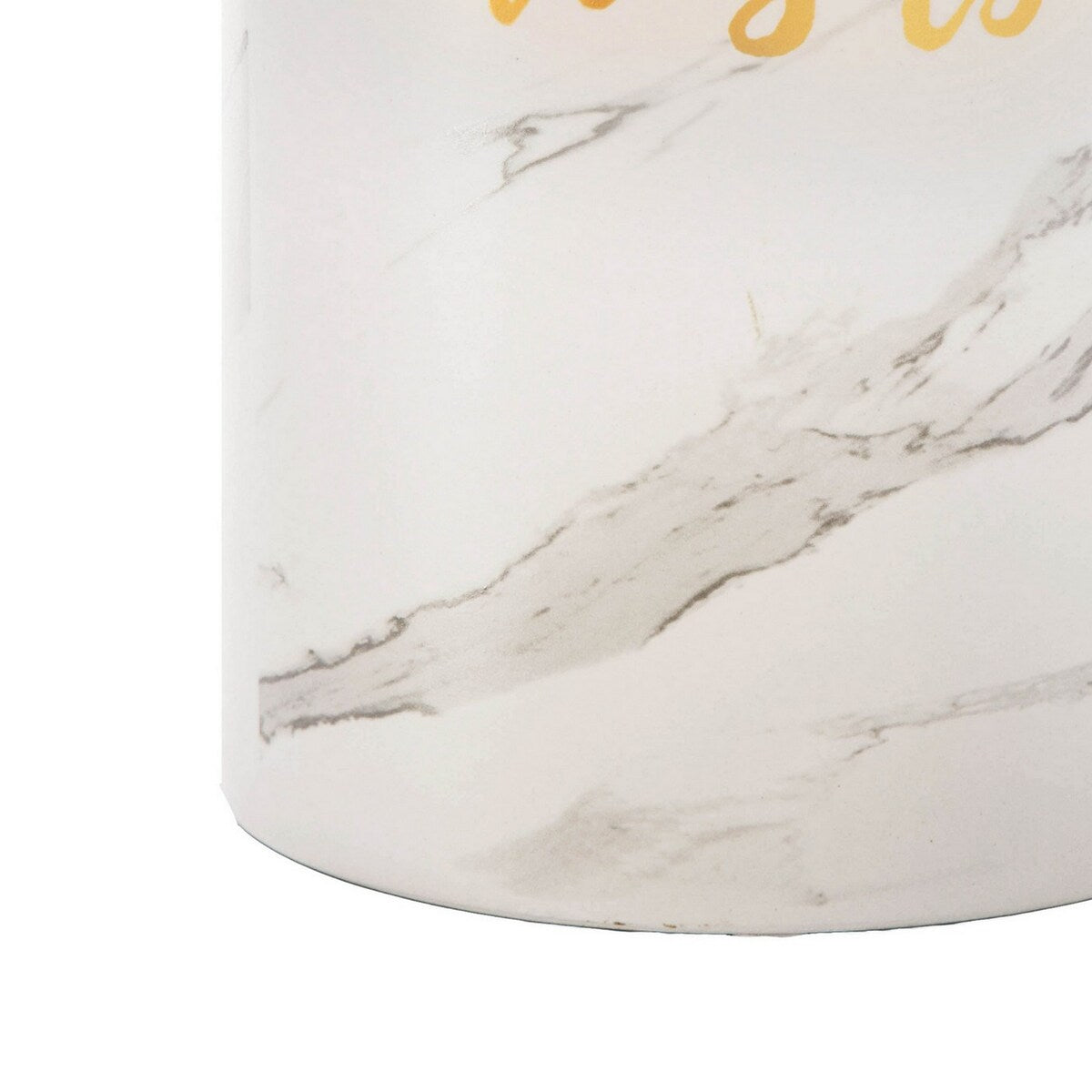 Utensil Jar with Ceramic Frame and Cursive Writing, White