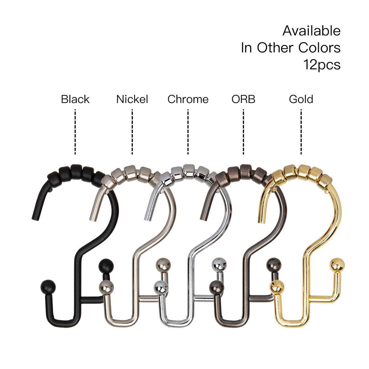 Utopia Alley Shower Hooks - Double Shower Curtain Rings for Bathroom - Set of 12, Oil Rubbed Bronze - Oil Rubbed Bronze
