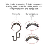 Utopia Alley Shower Hooks - Double Shower Curtain Rings for Bathroom - Set of 12, Oil Rubbed Bronze - Oil Rubbed Bronze