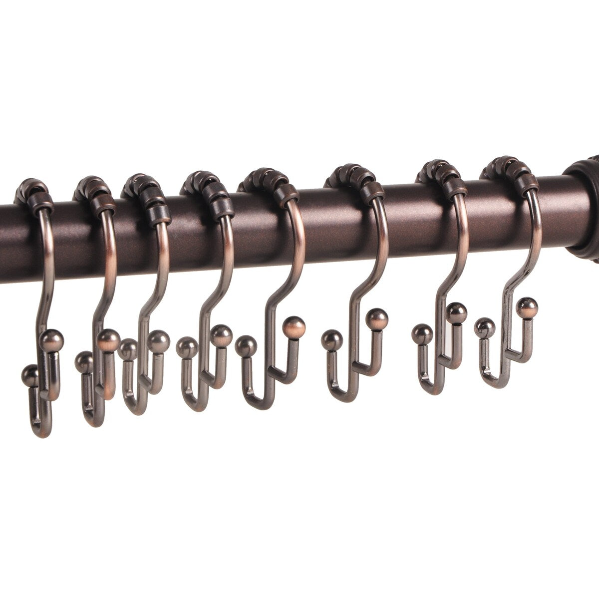 Utopia Alley Shower Hooks - Double Shower Curtain Rings for Bathroom - Set of 12, Oil Rubbed Bronze - Oil Rubbed Bronze