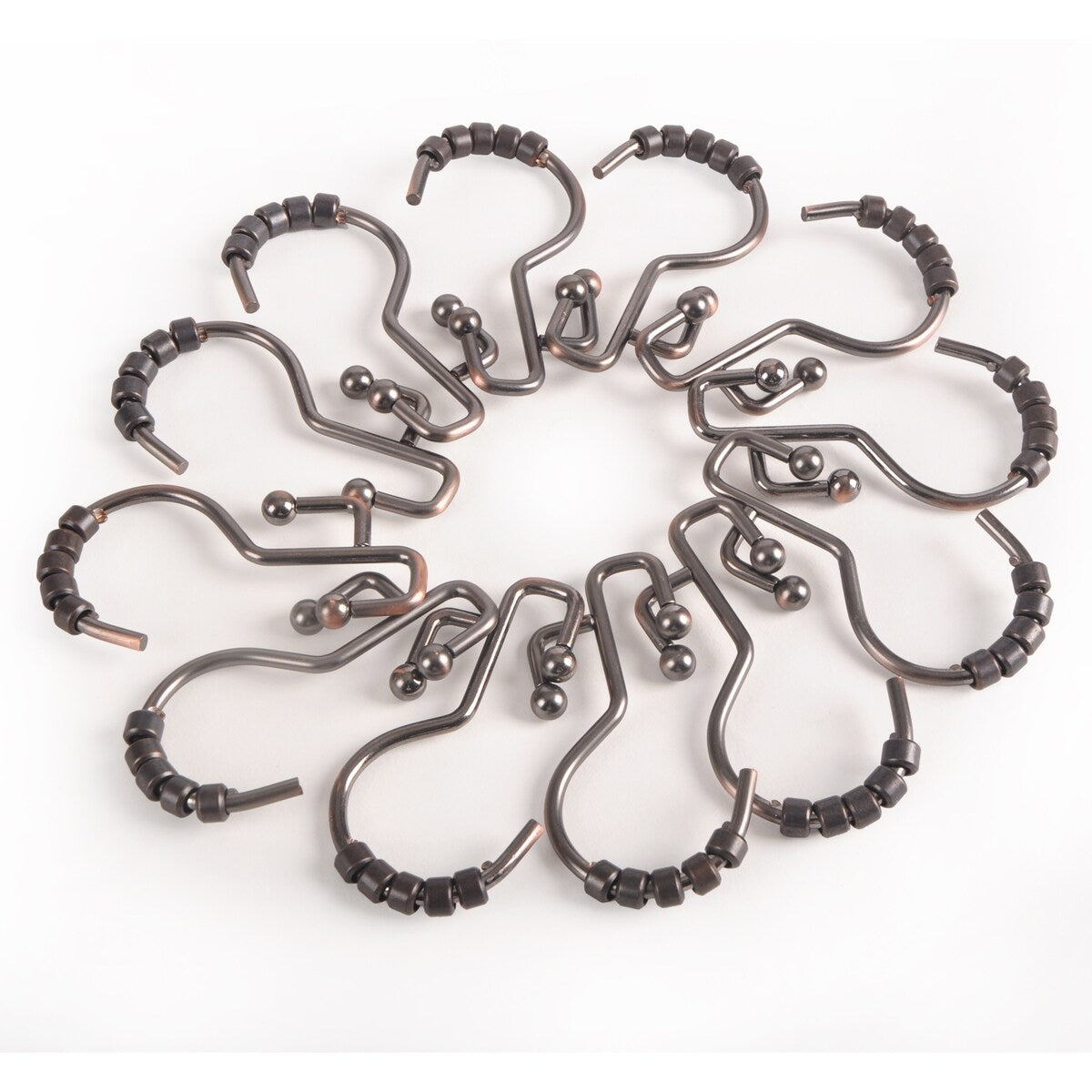 Utopia Alley Shower Hooks - Double Shower Curtain Rings for Bathroom - Set of 12, Oil Rubbed Bronze - Oil Rubbed Bronze