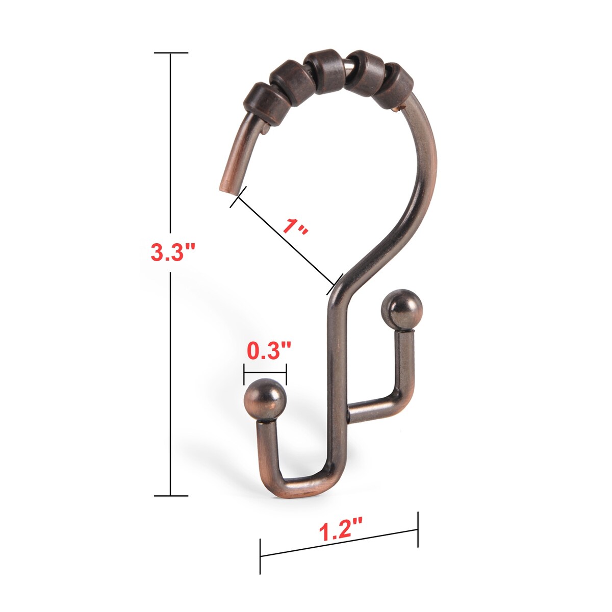 Utopia Alley Shower Hooks - Double Shower Curtain Rings for Bathroom - Set of 12, Oil Rubbed Bronze - Oil Rubbed Bronze