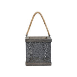 Utopia Alley Wood and Perforated Metal Lila Rustic Bleached Candle Holder