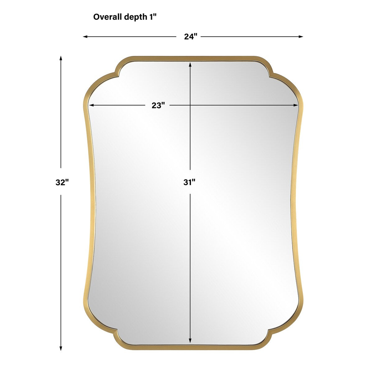 Uttermost Athena Brushed Brass Mirror - 24"W x 32"H x 1"D