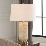 Uttermost Aubrey Travertine Table Lamp - 24.5" H X 16" W X 16" D
