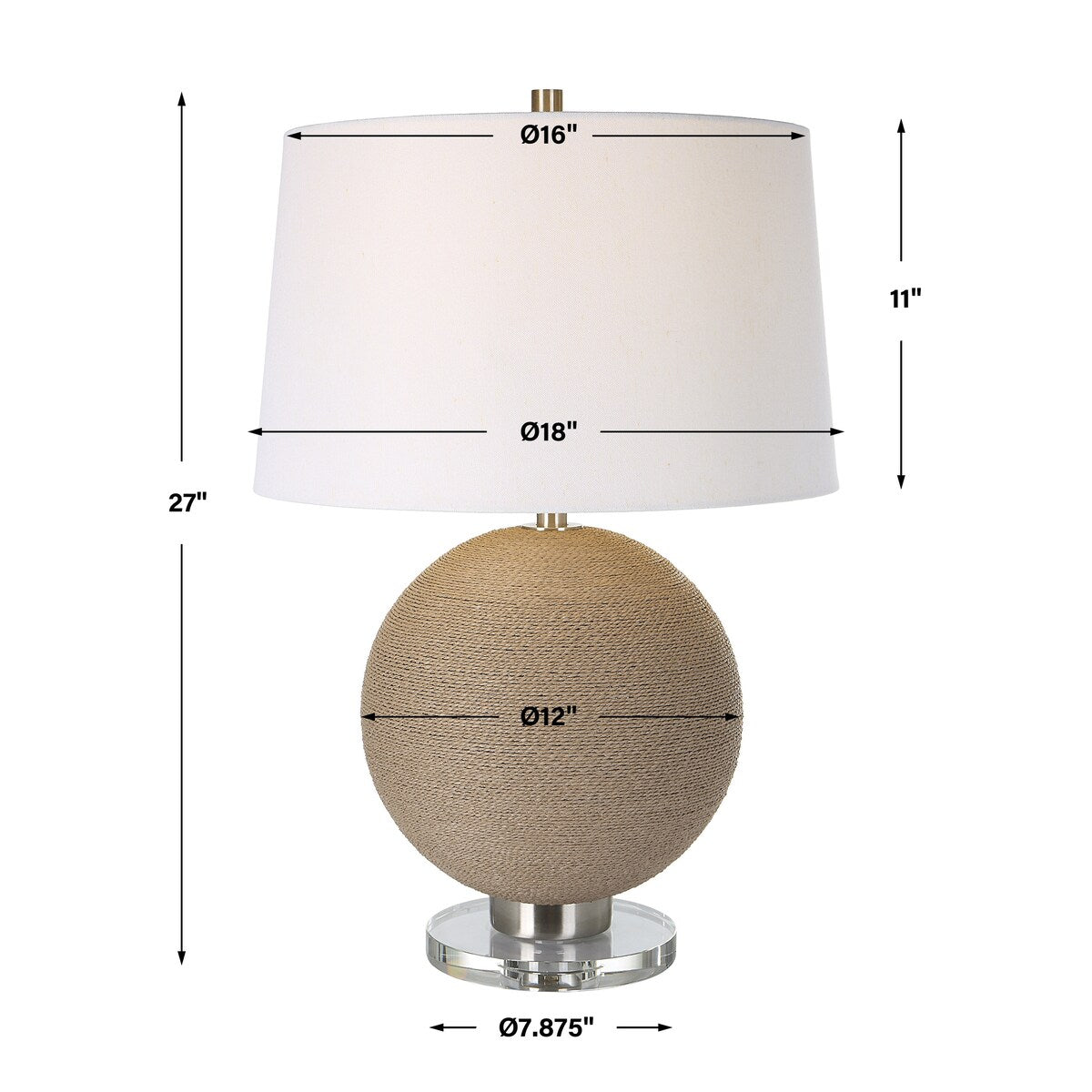 Uttermost Captiva Round Rattan Table Lamp - 18 W X 27 H X 18 D (in)