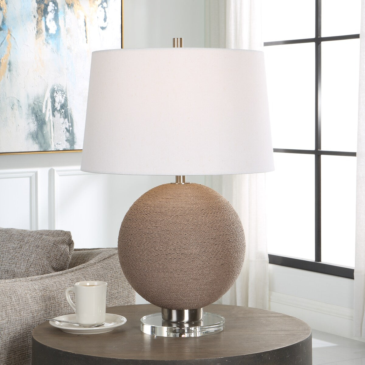 Uttermost Captiva Round Rattan Table Lamp - 18 W X 27 H X 18 D (in)
