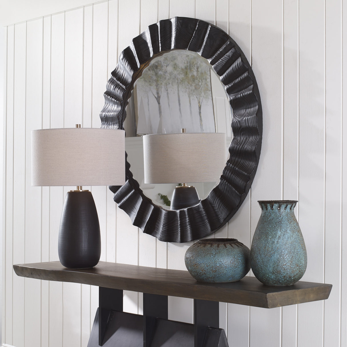 Uttermost Caribou Dark Espresso Round Mirror - 41.375" dia
