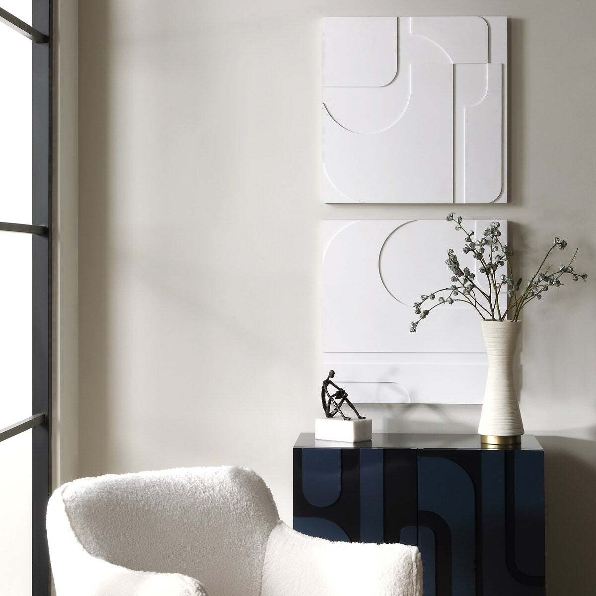 Uttermost Contours White Wall Decor, Set of 2 - 24"H x 24"W x 1.38"D