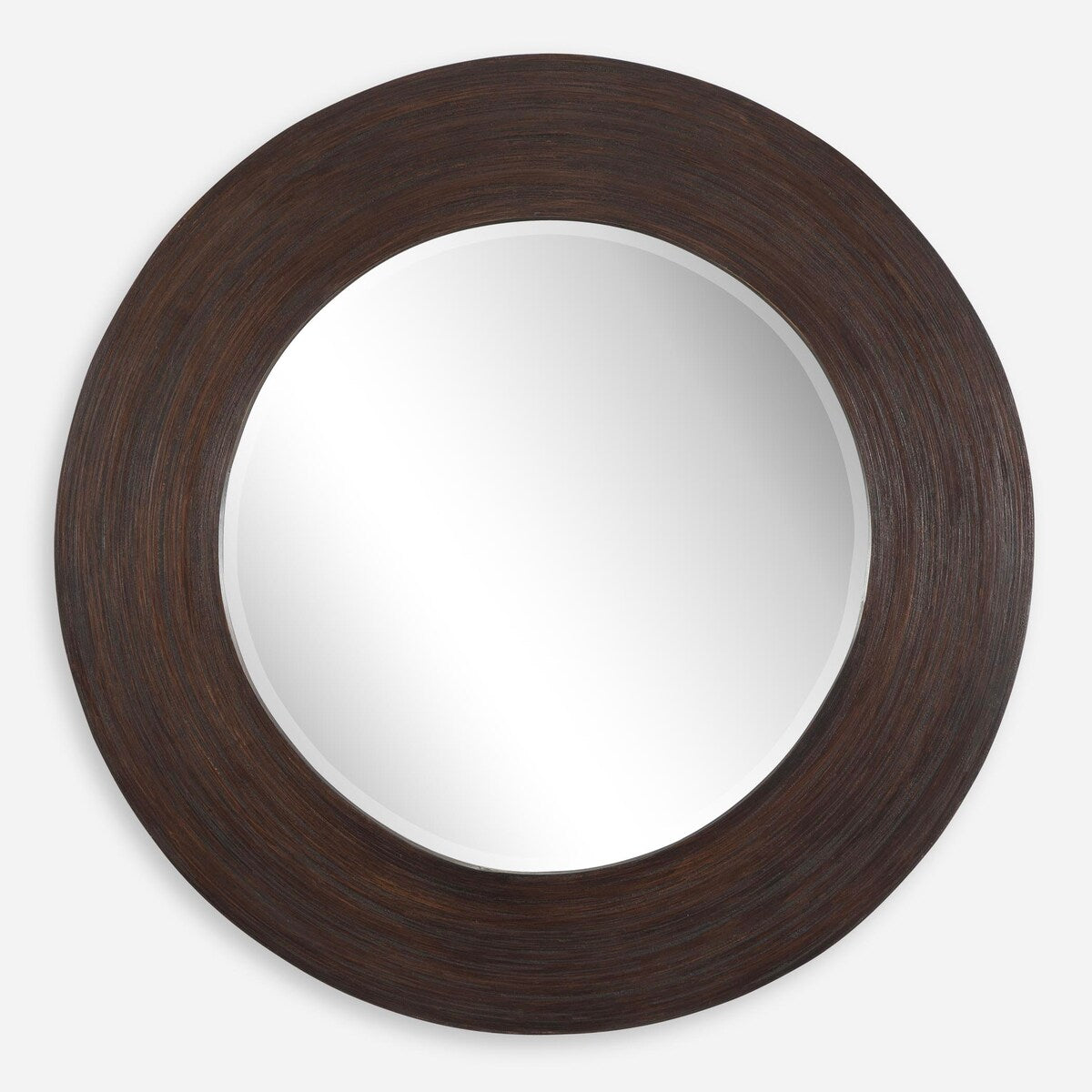 Uttermost Dutton Dark Walnut Round Mirror - 36"W x 36"H x 1.5"D