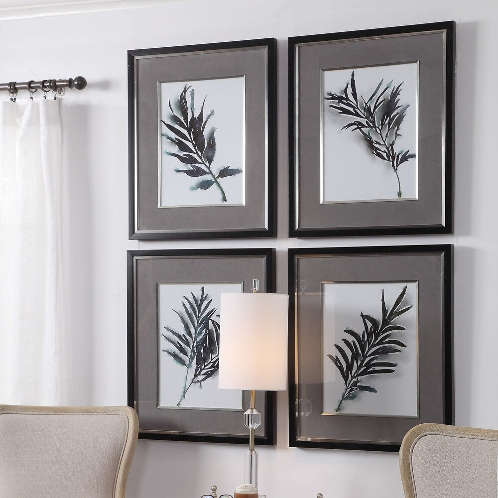 Uttermost Eucalyptus Leaves Framed Prints (Set of 4) - Grey