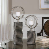 Uttermost Eugenio Textured Aged Black Candleholders (Set of 2)
