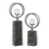 Uttermost Eugenio Textured Aged Black Candleholders (Set of 2)