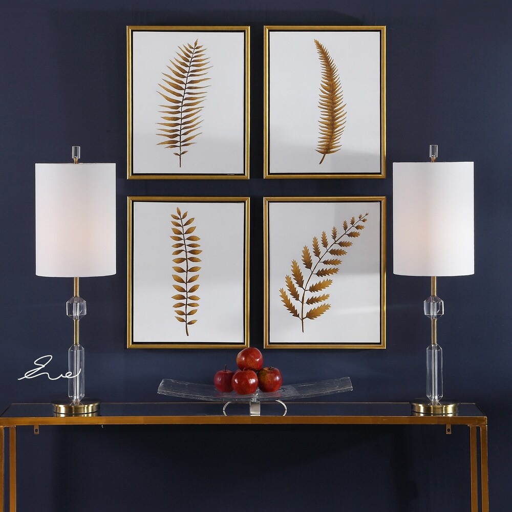 Uttermost Forest Ferns Gold Hand Painted Arts (Set of 4) - White