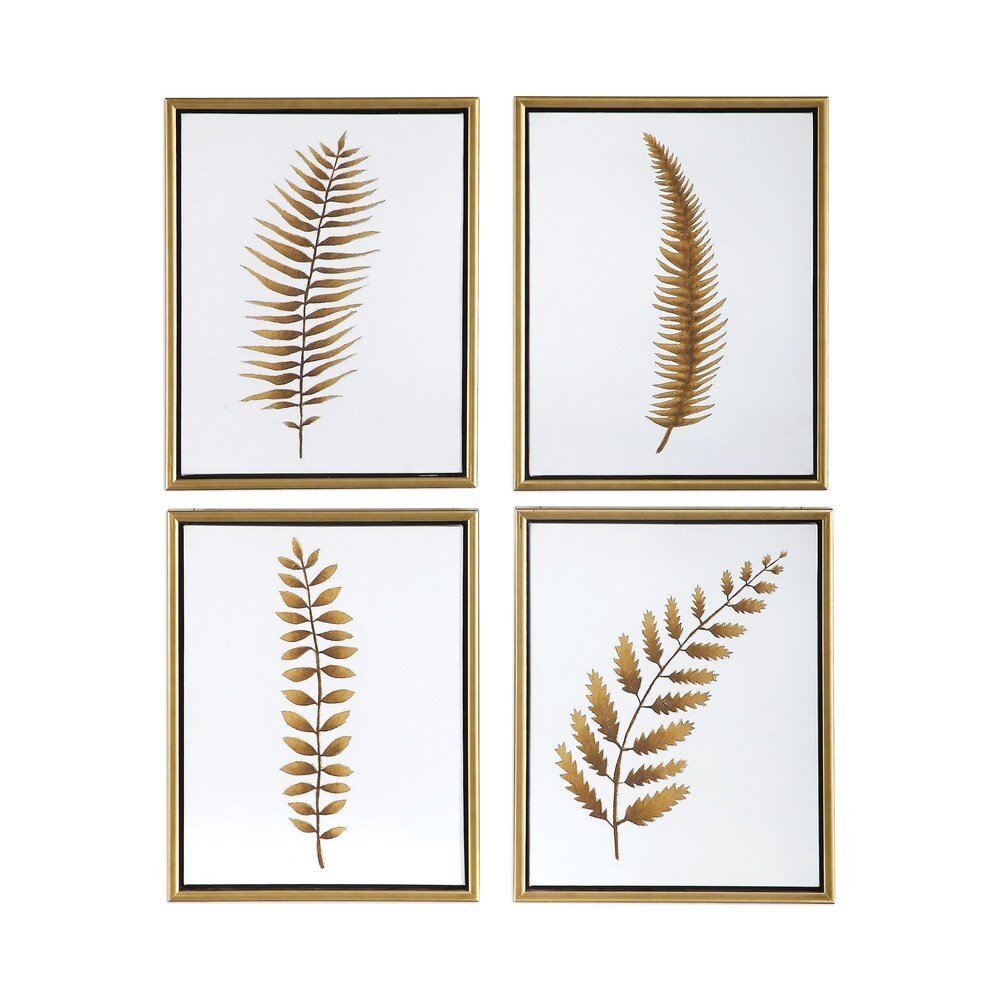 Uttermost Forest Ferns Gold Hand Painted Arts (Set of 4) - White
