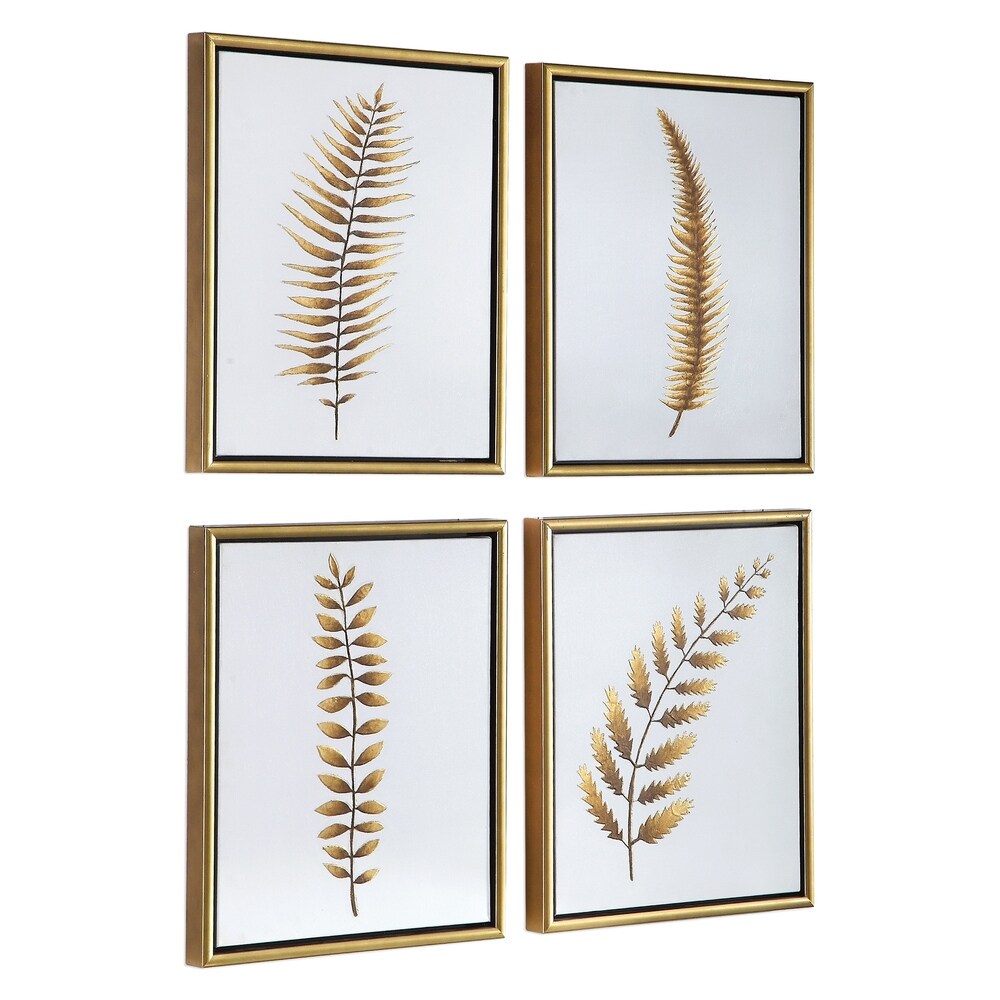 Uttermost Forest Ferns Gold Hand Painted Arts (Set of 4) - White