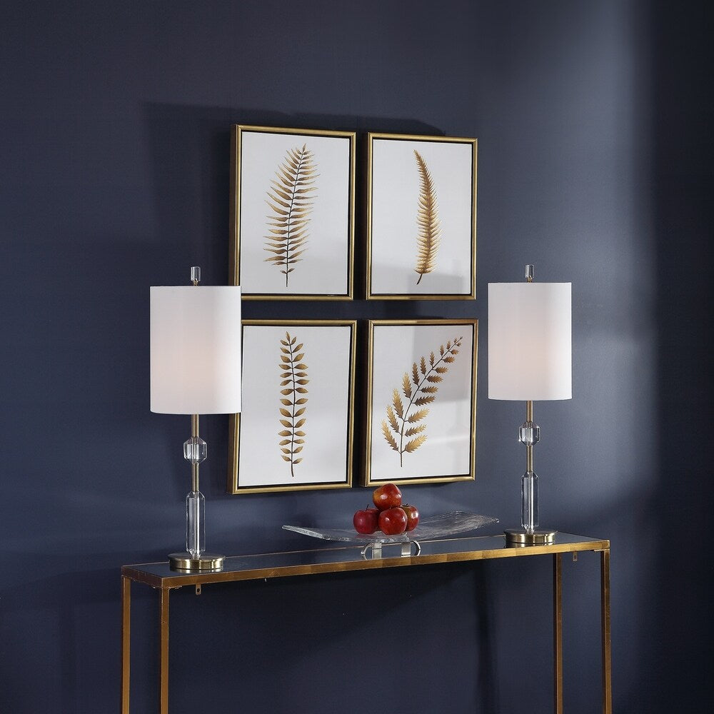 Uttermost Forest Ferns Gold Hand Painted Arts (Set of 4) - White