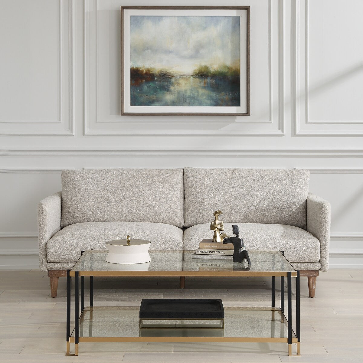Uttermost Freefall Gray Ceruse Sofa - 33"Hx 83"Wx 36.25 "D