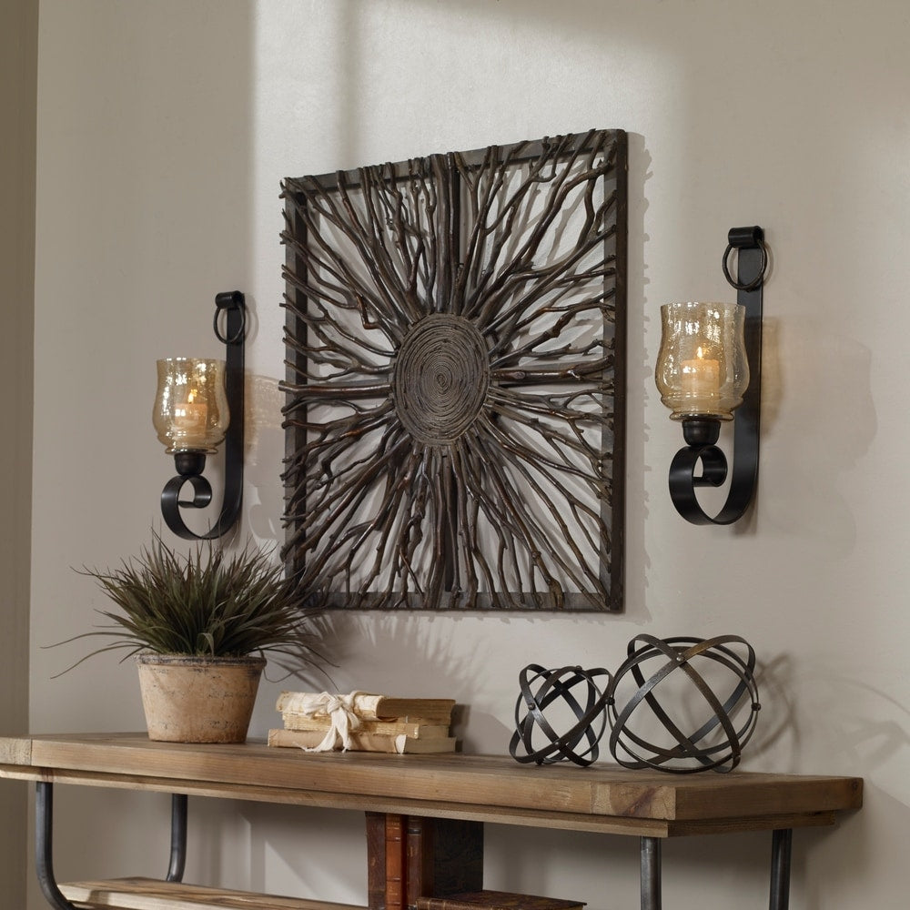 Uttermost Joselyn Antiqued Bronze Small Candle Wall Sconces (Set of 2)