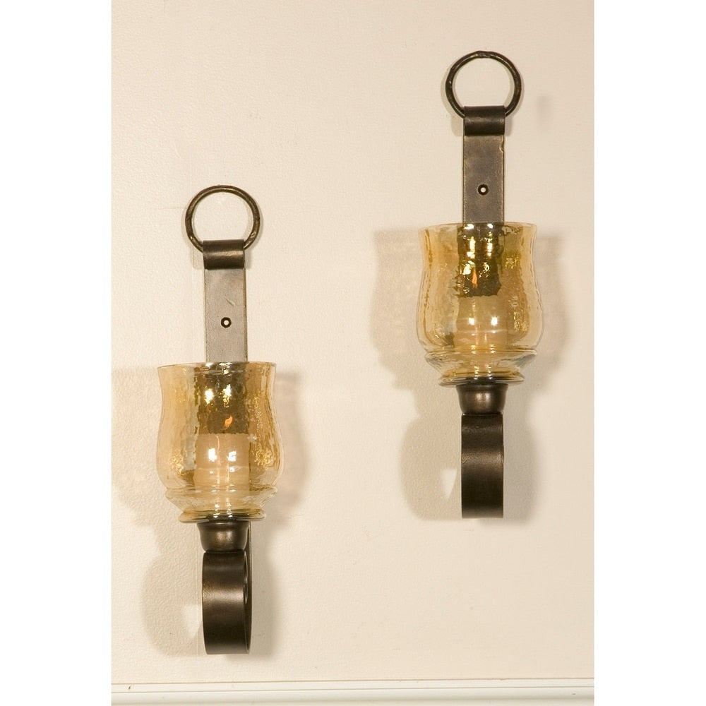 Uttermost Joselyn Antiqued Bronze Small Candle Wall Sconces (Set of 2)