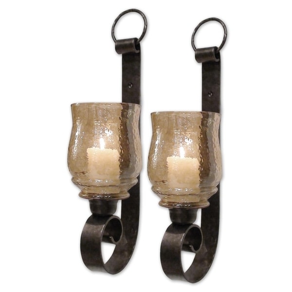 Uttermost Joselyn Antiqued Bronze Small Candle Wall Sconces (Set of 2)