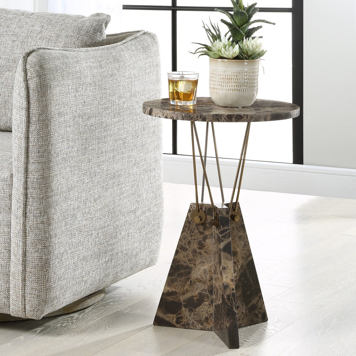 Uttermost Levitate Marble Accent Table - 23.25"H x 16"W x 16"D