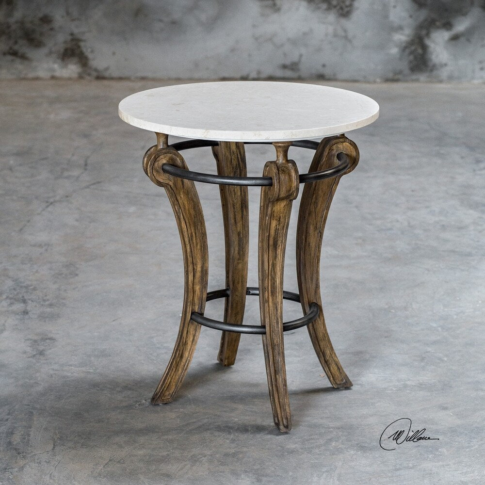 Uttermost Maryan Grey Washed Marble Accent Table