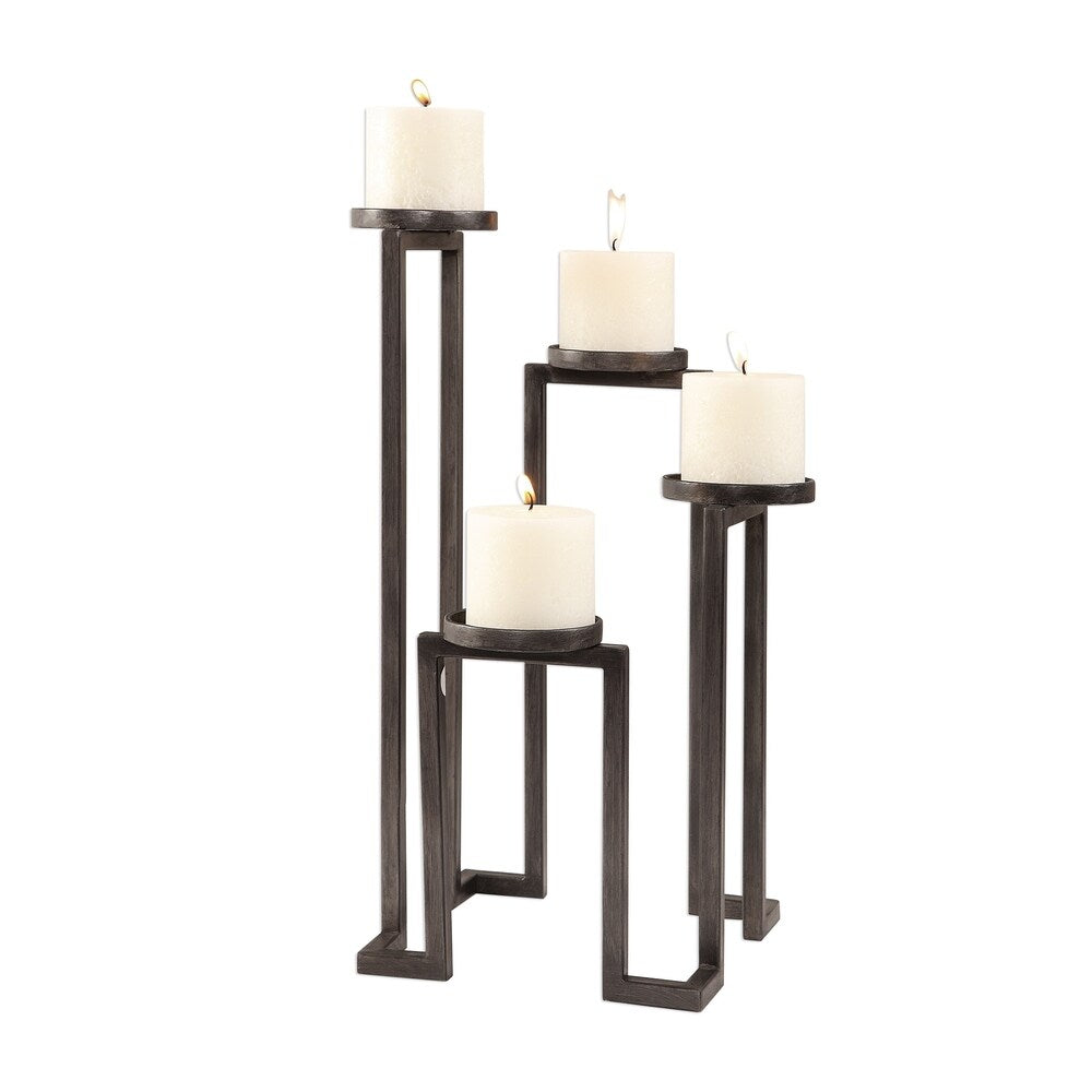 Uttermost Natalie Aged Steel Stepped Candleholder
