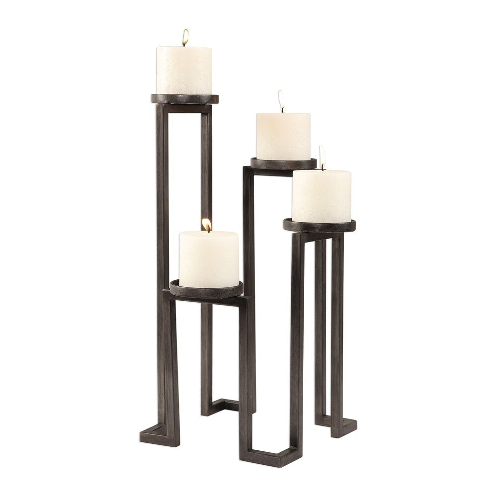 Uttermost Natalie Aged Steel Stepped Candleholder