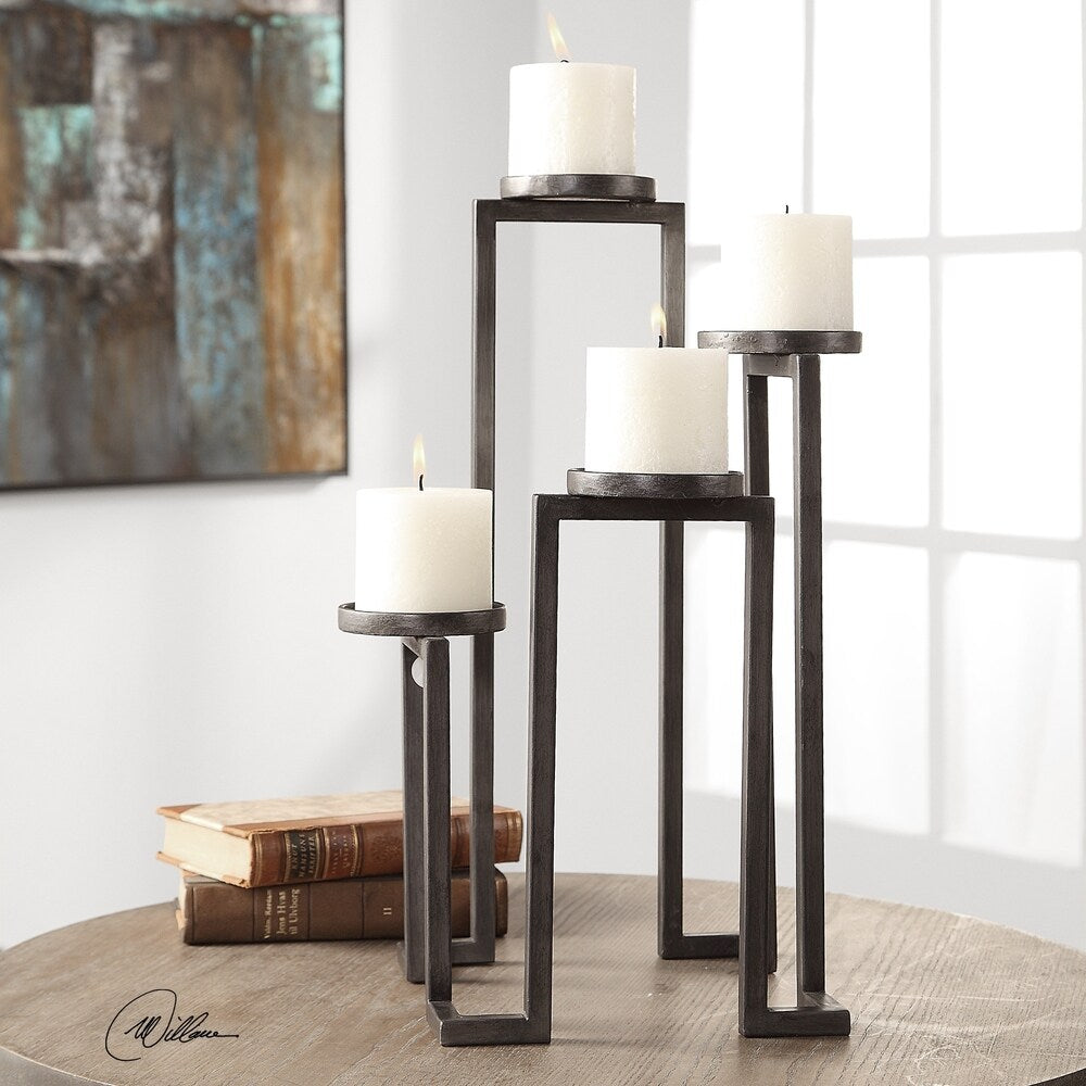Uttermost Natalie Aged Steel Stepped Candleholder