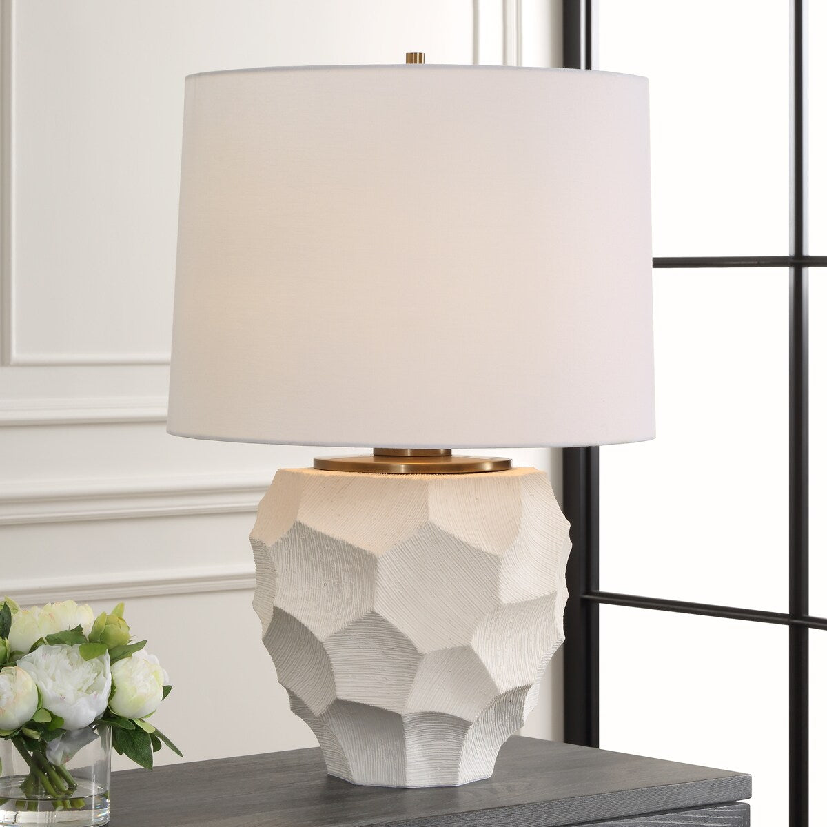 Uttermost On Edge Chalk White Table Lamp - 28" H X 19" W X 19" D