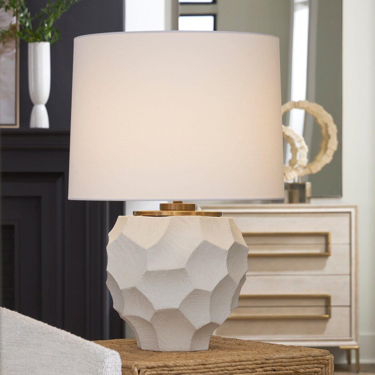 Uttermost On Edge Chalk White Table Lamp - 28" H X 19" W X 19" D
