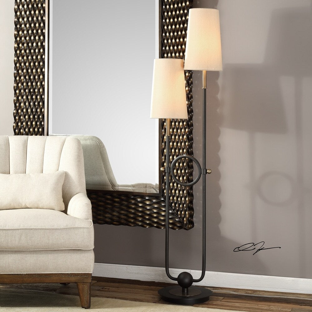 Uttermost Riano Matte Black 2-light Floor Lamp