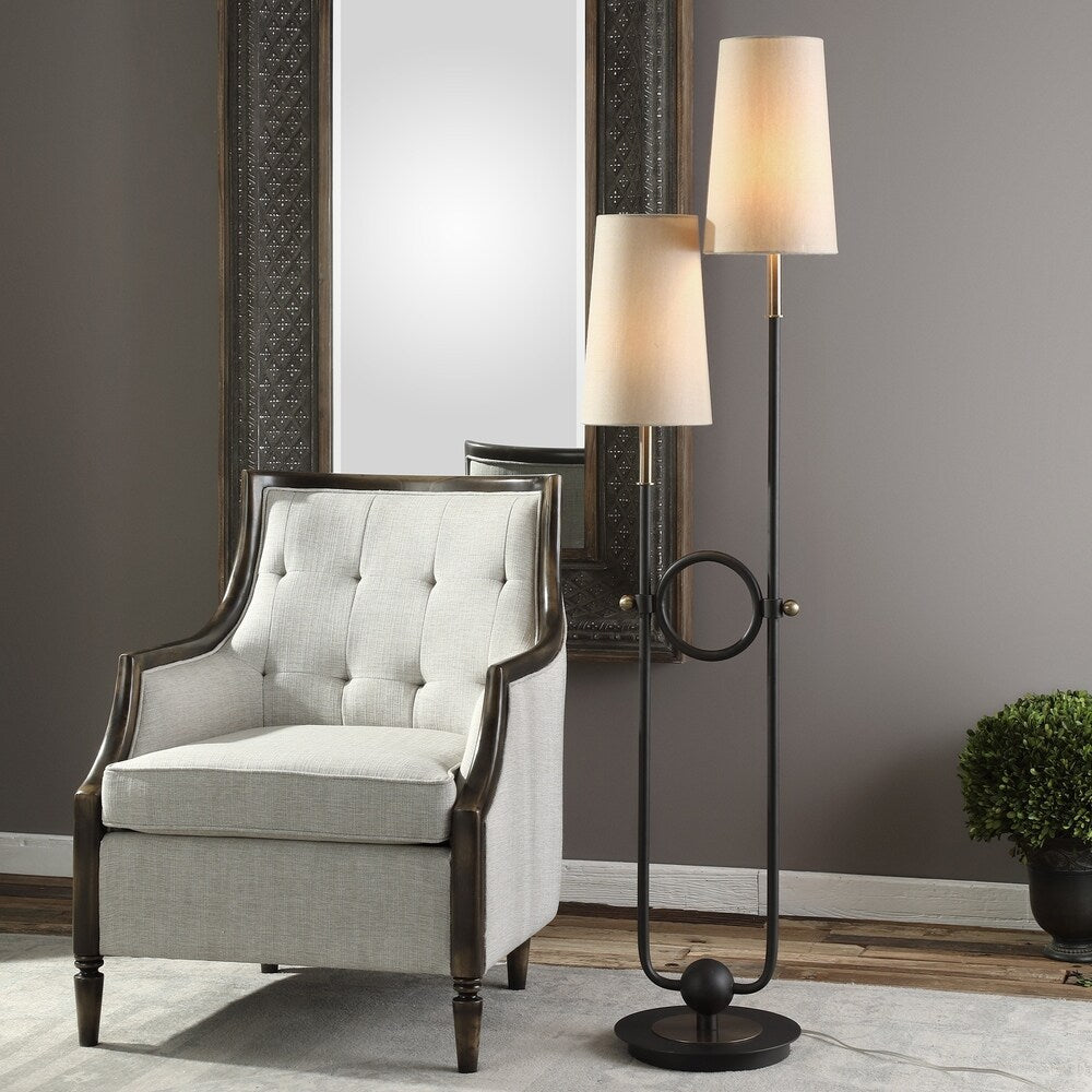 Uttermost Riano Matte Black 2-light Floor Lamp