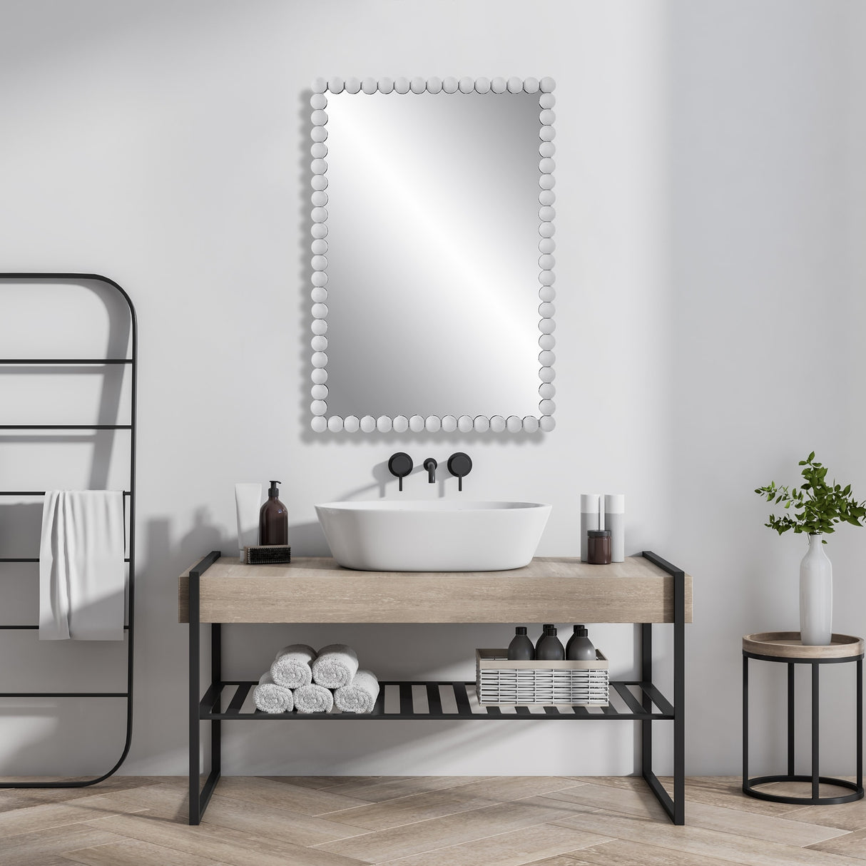 Uttermost Serna White Vanity Mirror - 20.5"W x 30"H x 2"D