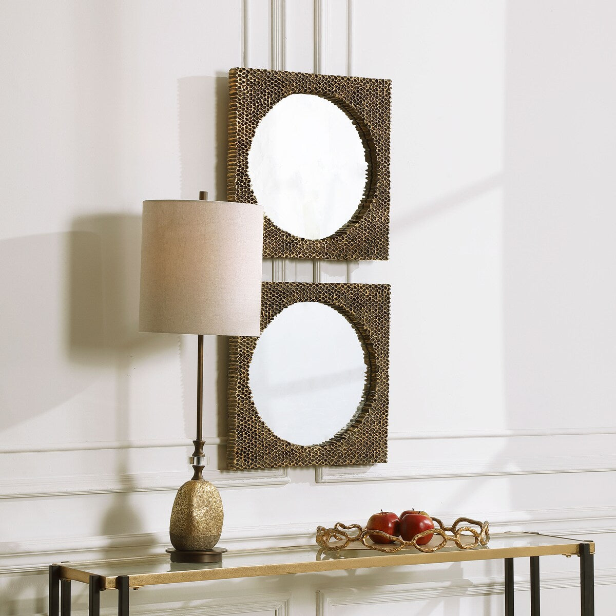 Uttermost The Hive Gold Square Mirrors (Set of 2)
