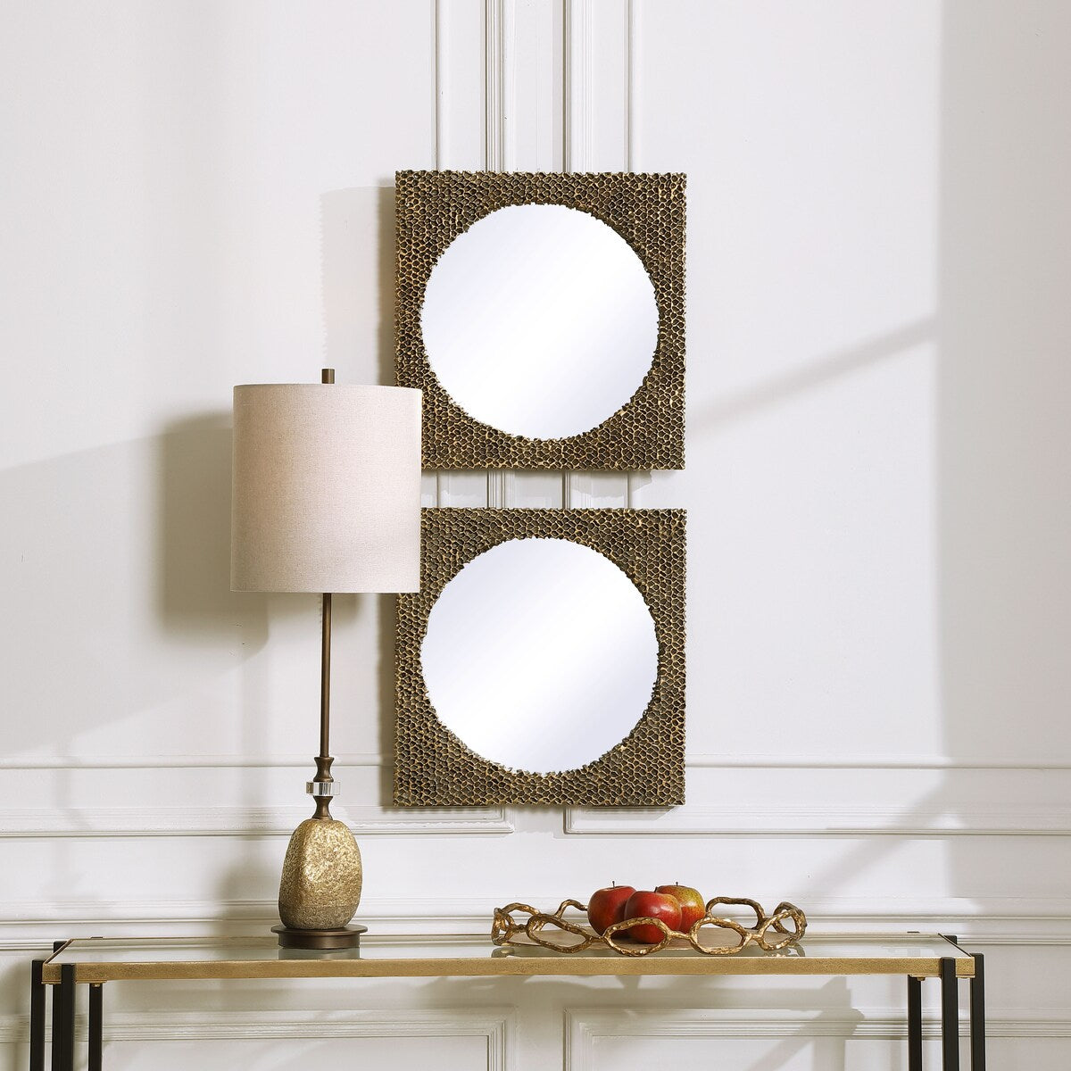 Uttermost The Hive Gold Square Mirrors (Set of 2)