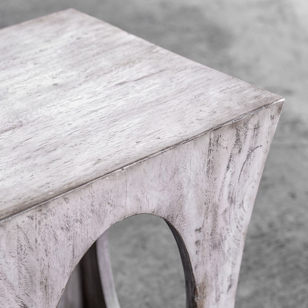 Uttermost Vernen Aged White Accent Table