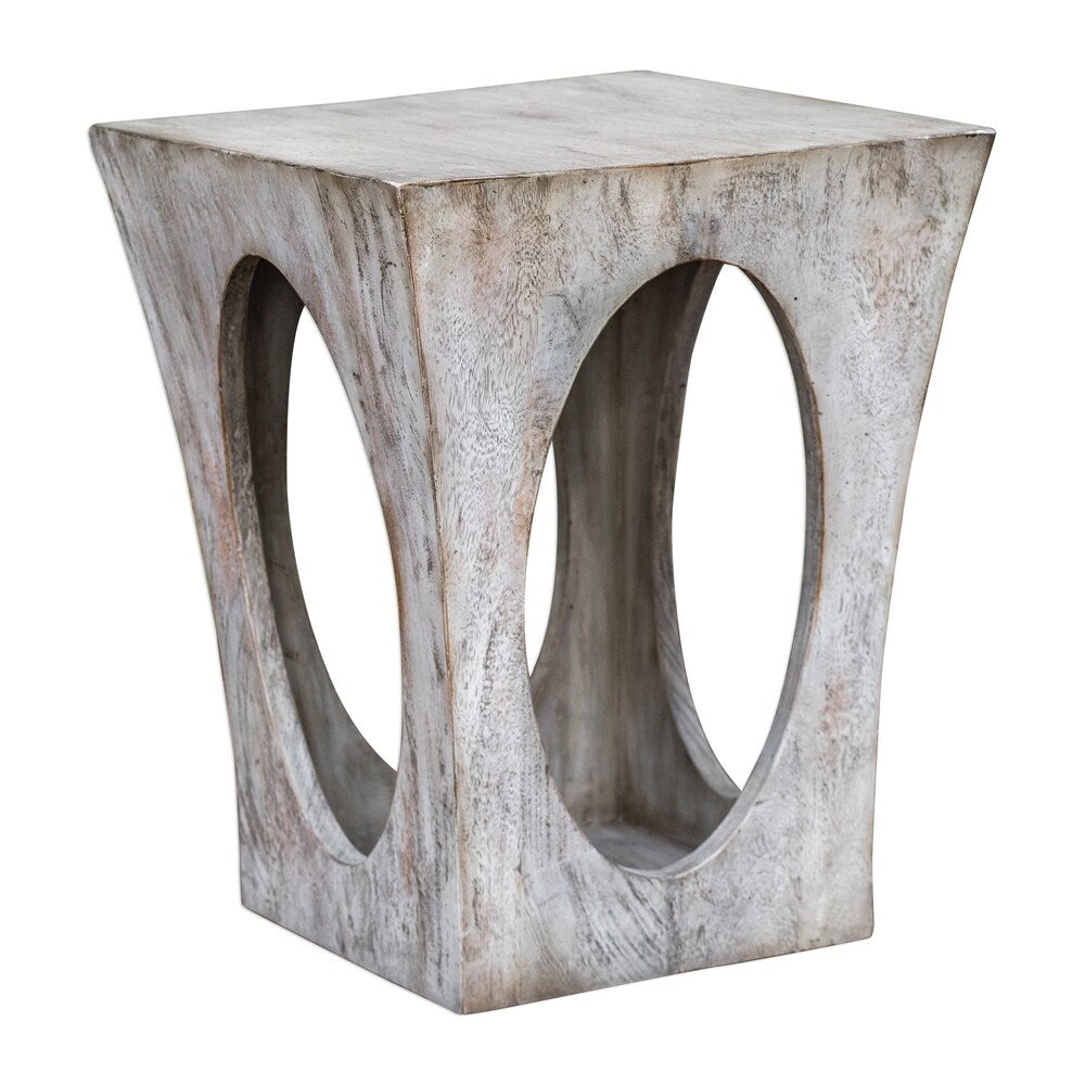 Uttermost Vernen Aged White Accent Table