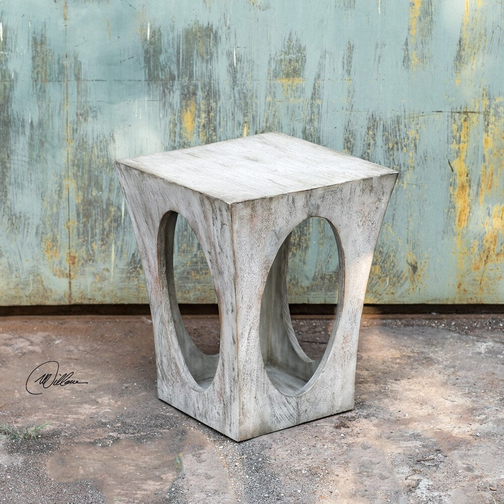 Uttermost Vernen Aged White Accent Table