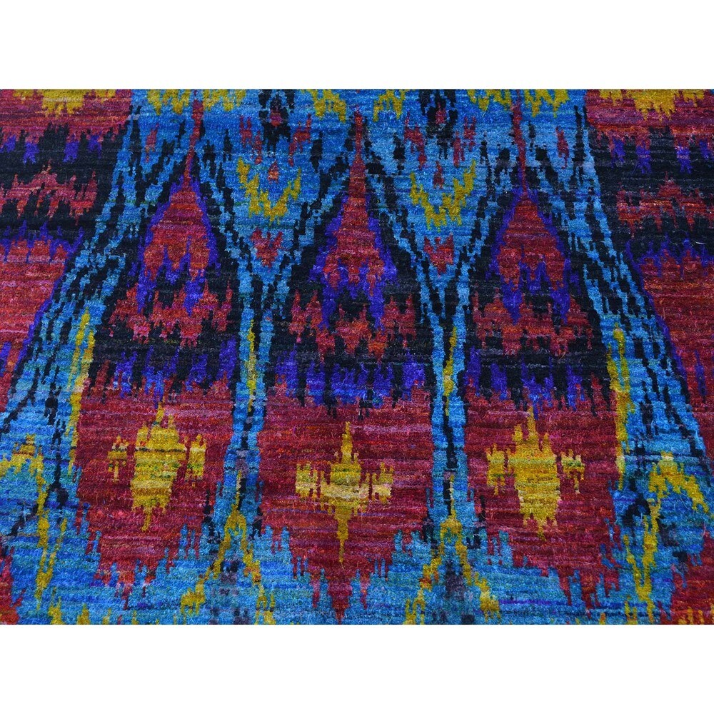 Uzbek Style Sari Silk Oriental Handmade Rug (5'1 x 8') - Denim